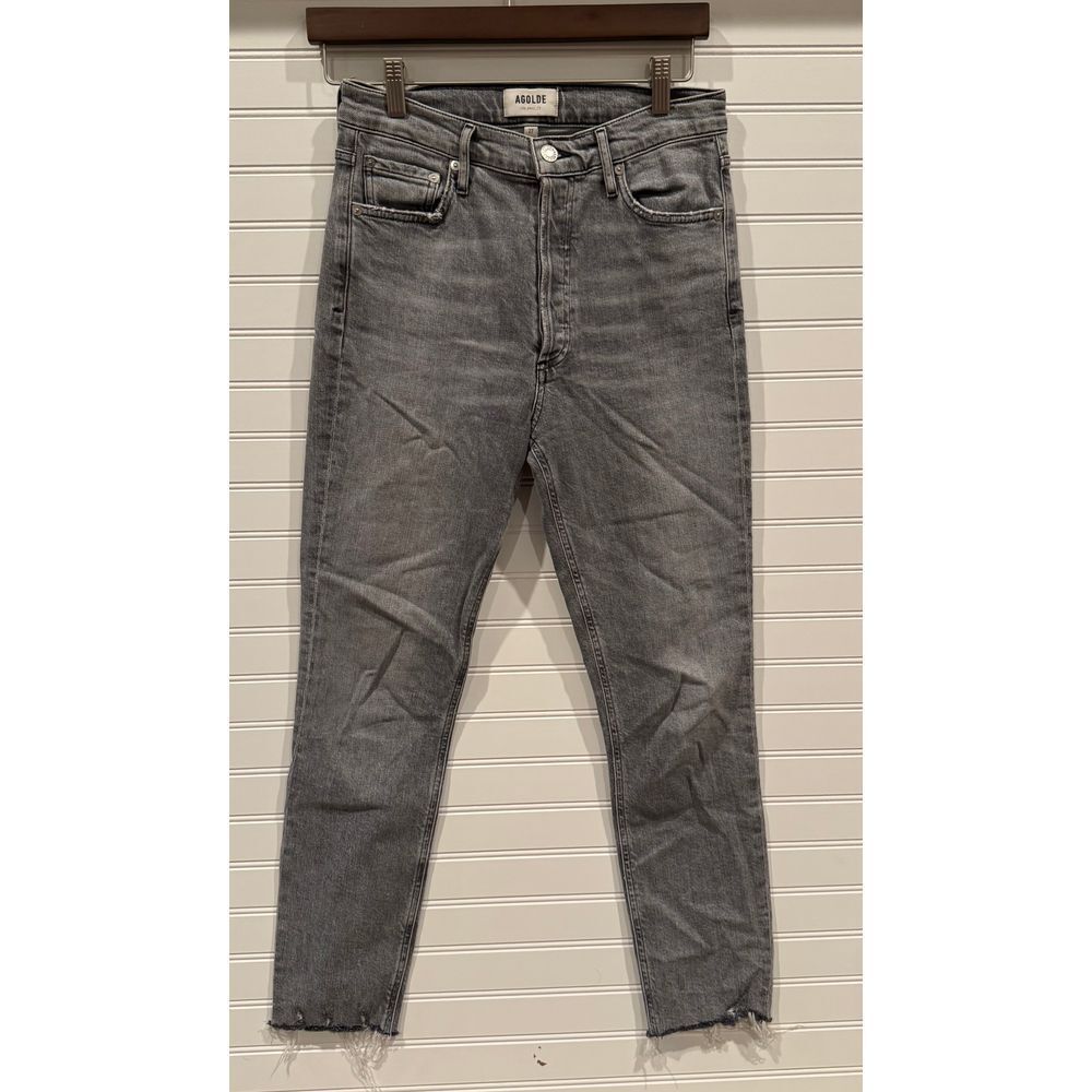 AGOLDE High Rise Gray Distressed‎ Raw Hem Skinny Jeans Size 27